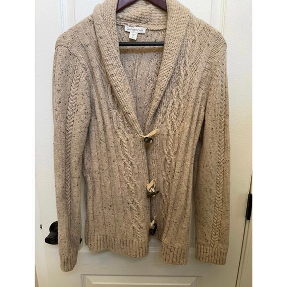 Coldwater Creek womens 60% wool cardigan sweater sz L (14) oatmeal color - Picture 1 of 9